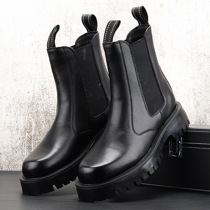 Men'S Shoes Black And White - men's fashion high chelsea boots black