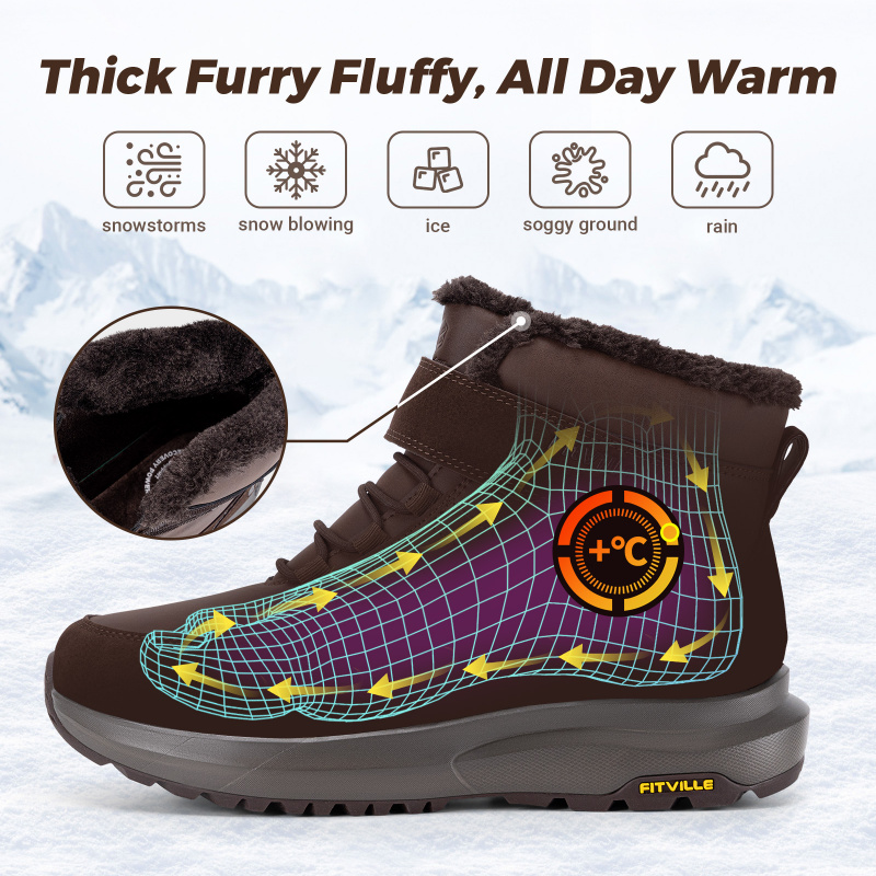 FitVille Mens Winter Boots Wid - Men'S Shoes Water Resistant 评论和价格
