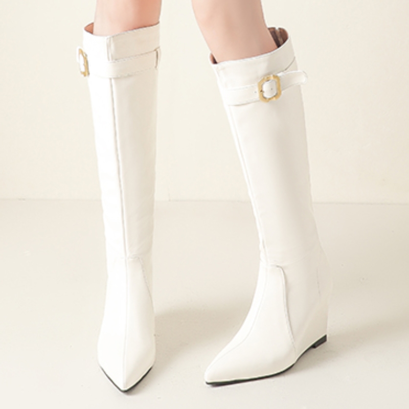 Wedges Knee High Boots Women F - Men'S Shoes Black And White 评论和价格