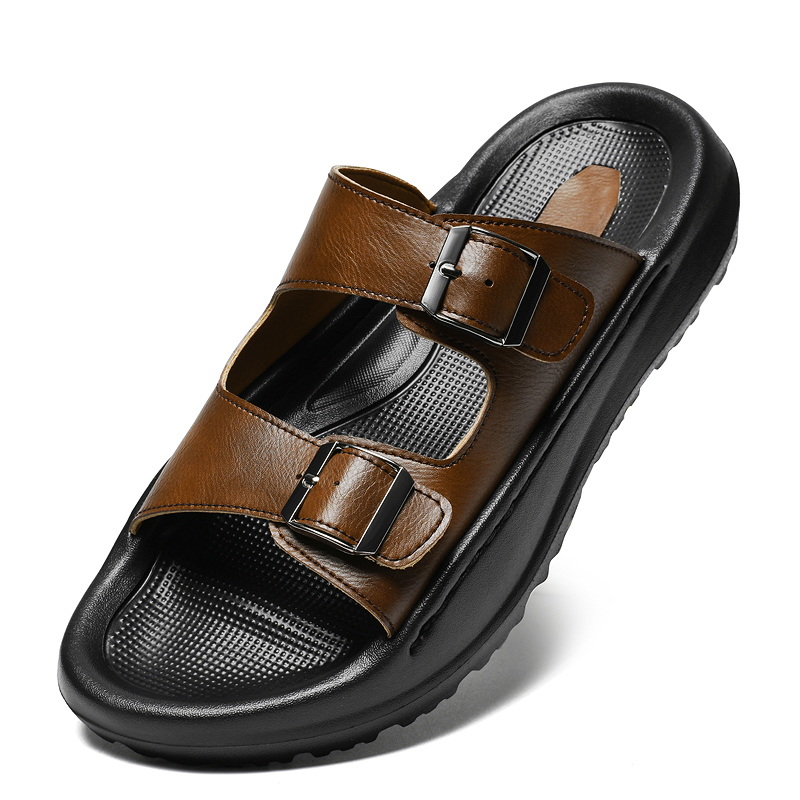 Mens Slip On Sandals Leather S - Men Shoes Velcro 评论和价格