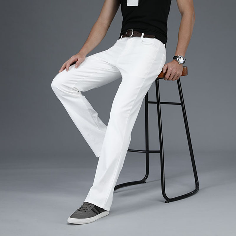 Thin Denim Flare Pants Men Bel - Men Shoes White Colour 评论和价格