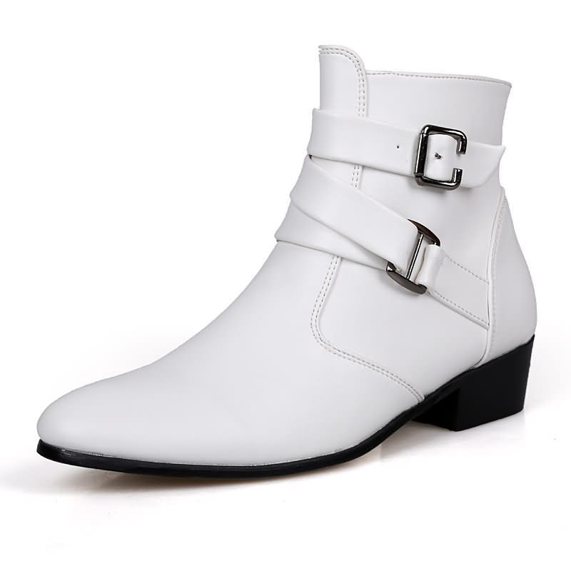 Luxury Men Boots Leather Chels - Men'S Shoes Black And White 评论和价格