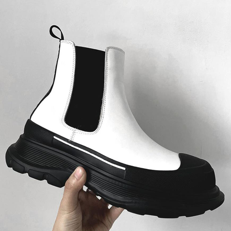 Korean style men's boots slip- - Men'S Shoes Black And White 评论和价格