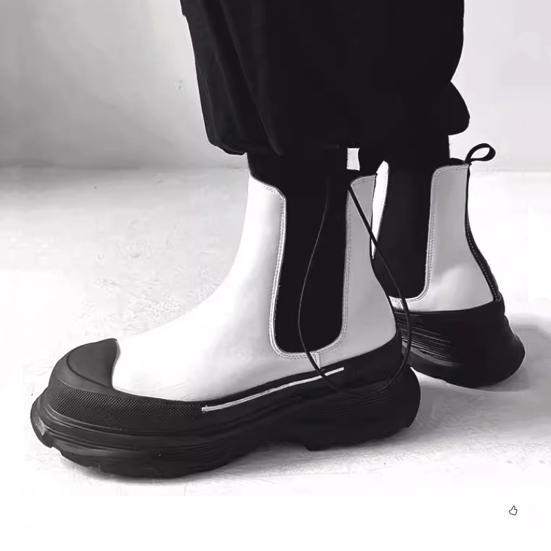 Korean style men's boots slip- - Men'S Shoes Black And White 评论和价格